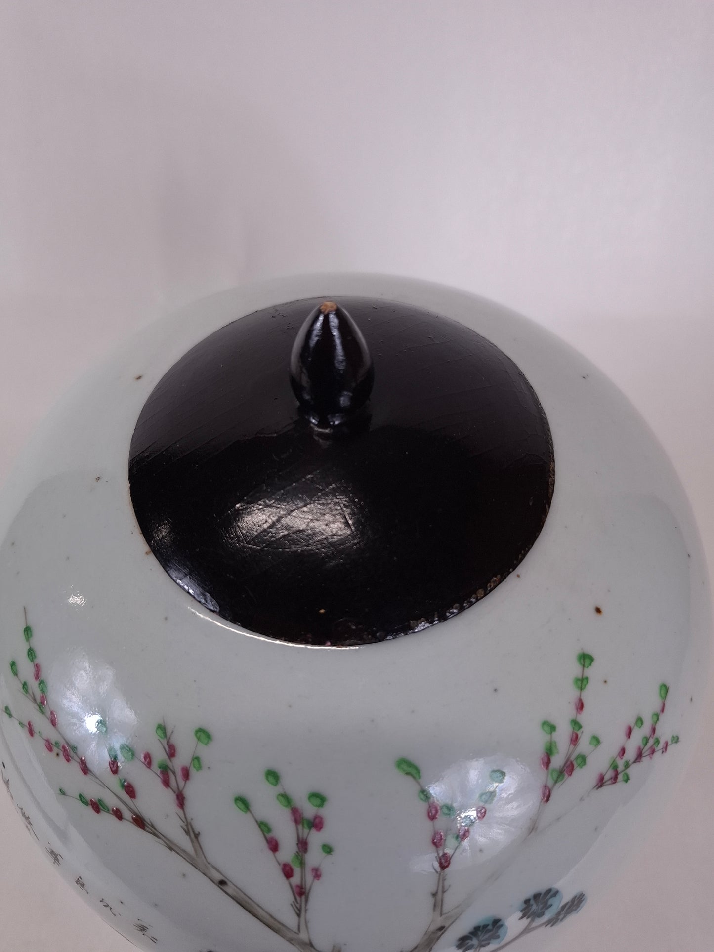 Ancien pot à gingembre chinois décoré d'une scène de jardin // Période République (1912-1949)