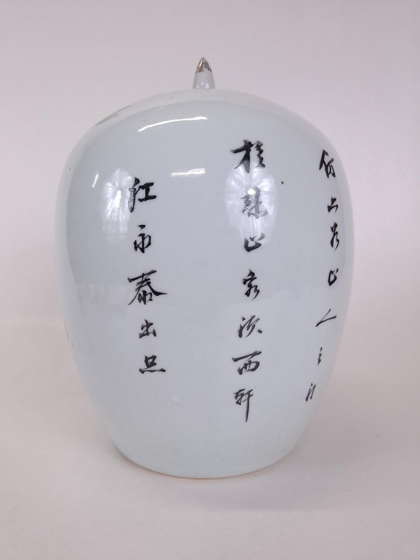 Pot à gingembre chinois ancien en *qianjiang cai* décoré d'un oiseau et de fleurs // Période République (1912-1949)
