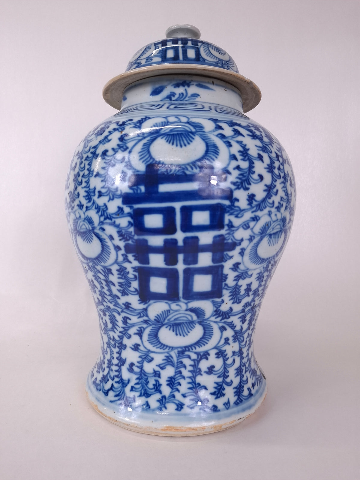 Vase temple chinois double bonheur ancien // Dynastie Qing - XIXe siècle