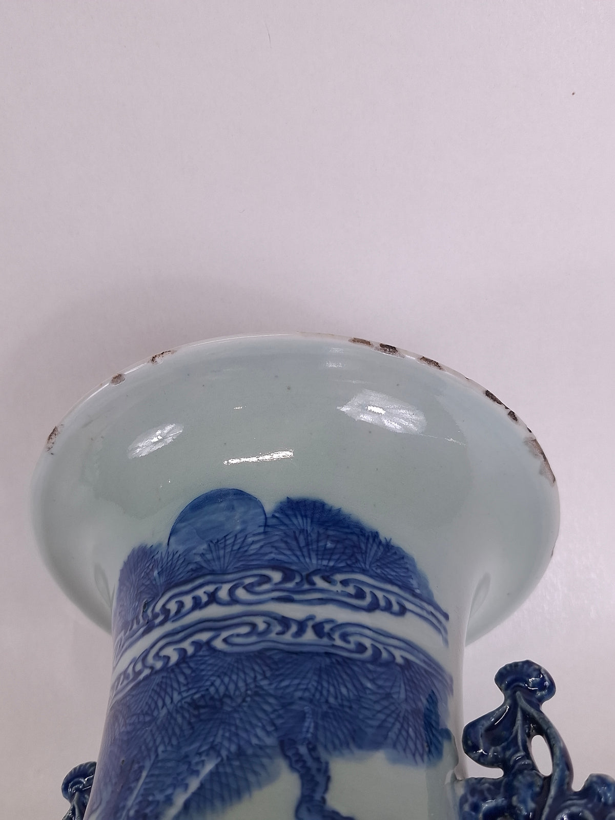Bình men ngọc Trung Quốc cổ cỡ lớn trang trí hạc và hươu // Triều Thanh - thế kỷ 19