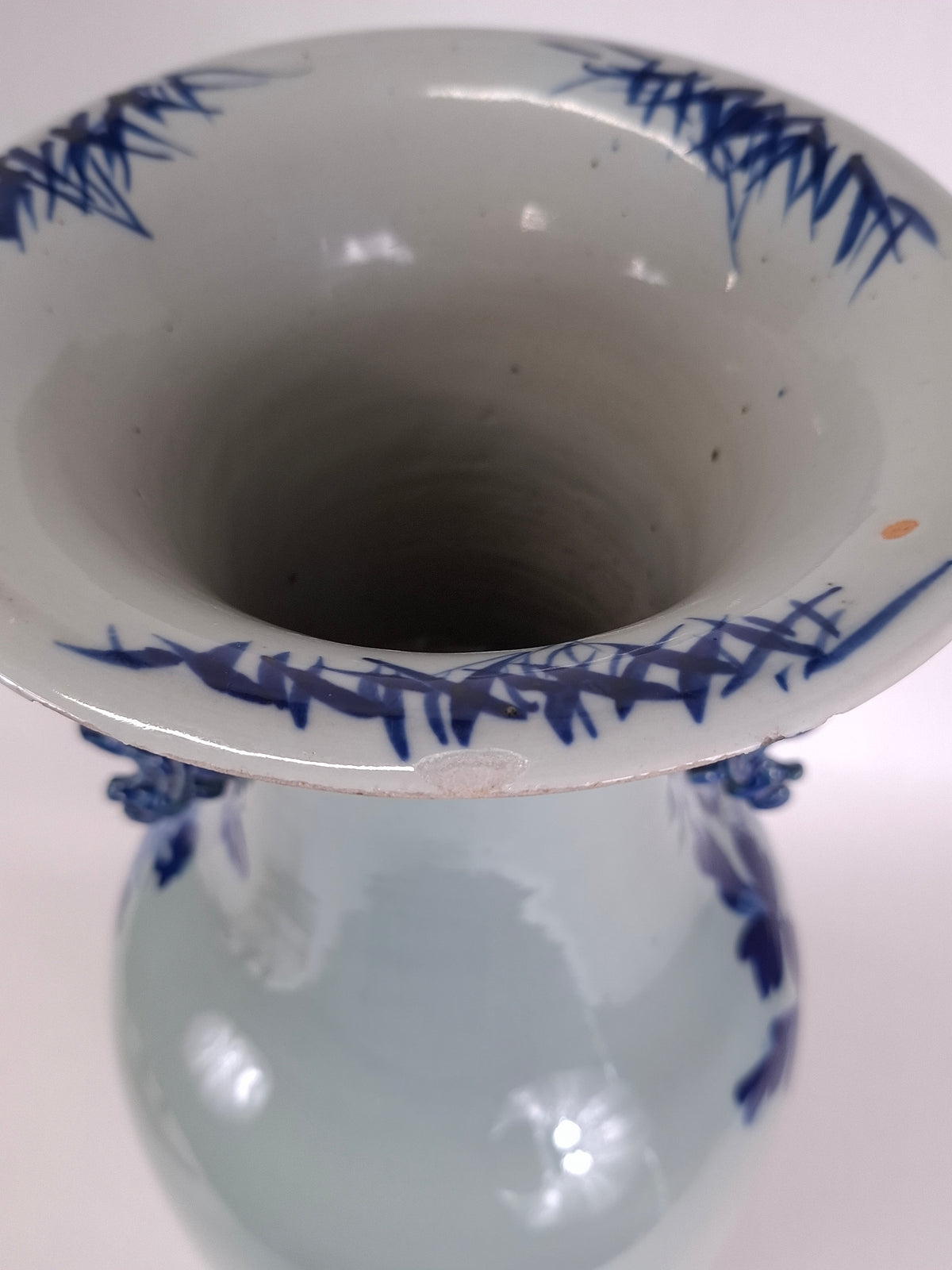 Bình men ngọc Trung Quốc cổ cỡ lớn trang trí hạc và hươu // Triều Thanh - thế kỷ 19