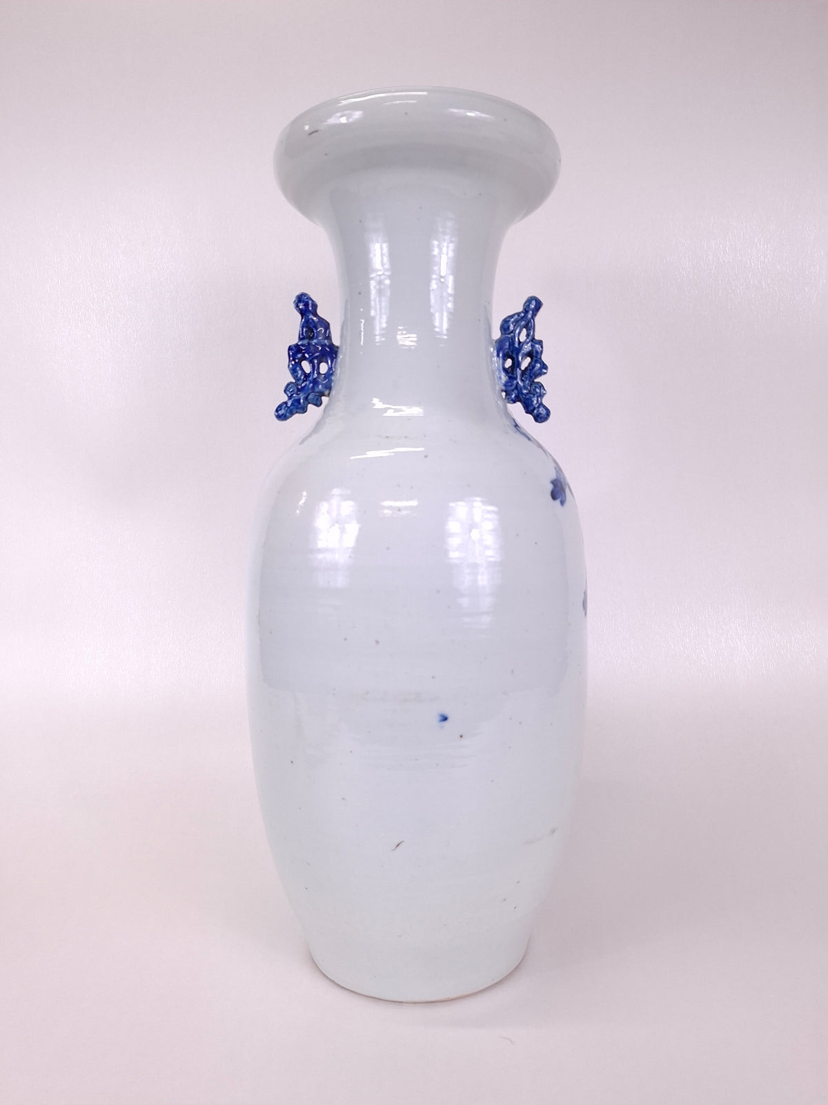 Vaso chinês antigo grande decorado com pássaros e flores // Dinastia Qing - século XIX