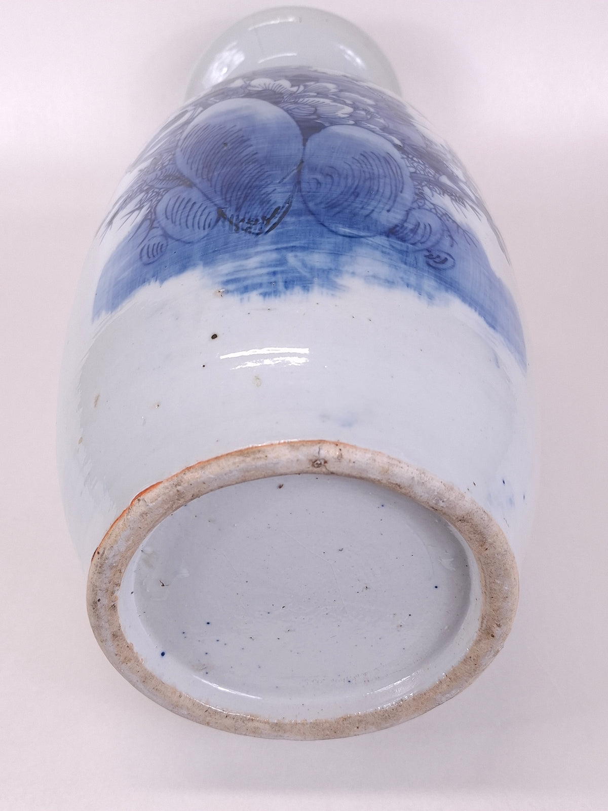 Vaso chinês antigo grande decorado com pássaros e flores // Dinastia Qing - século XIX