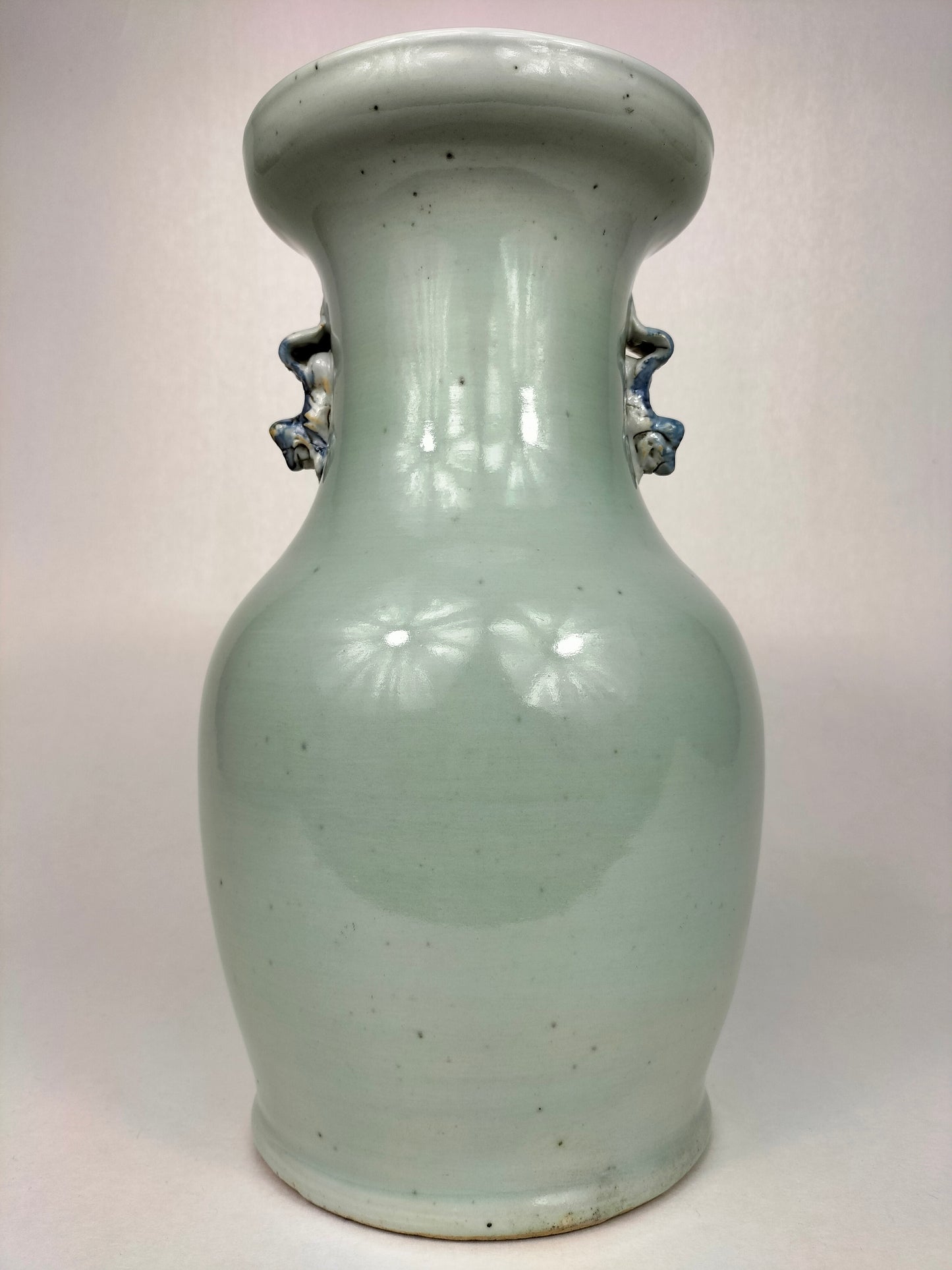 中国古董青瓷花鸟花瓶 // 清代 - 19 世纪