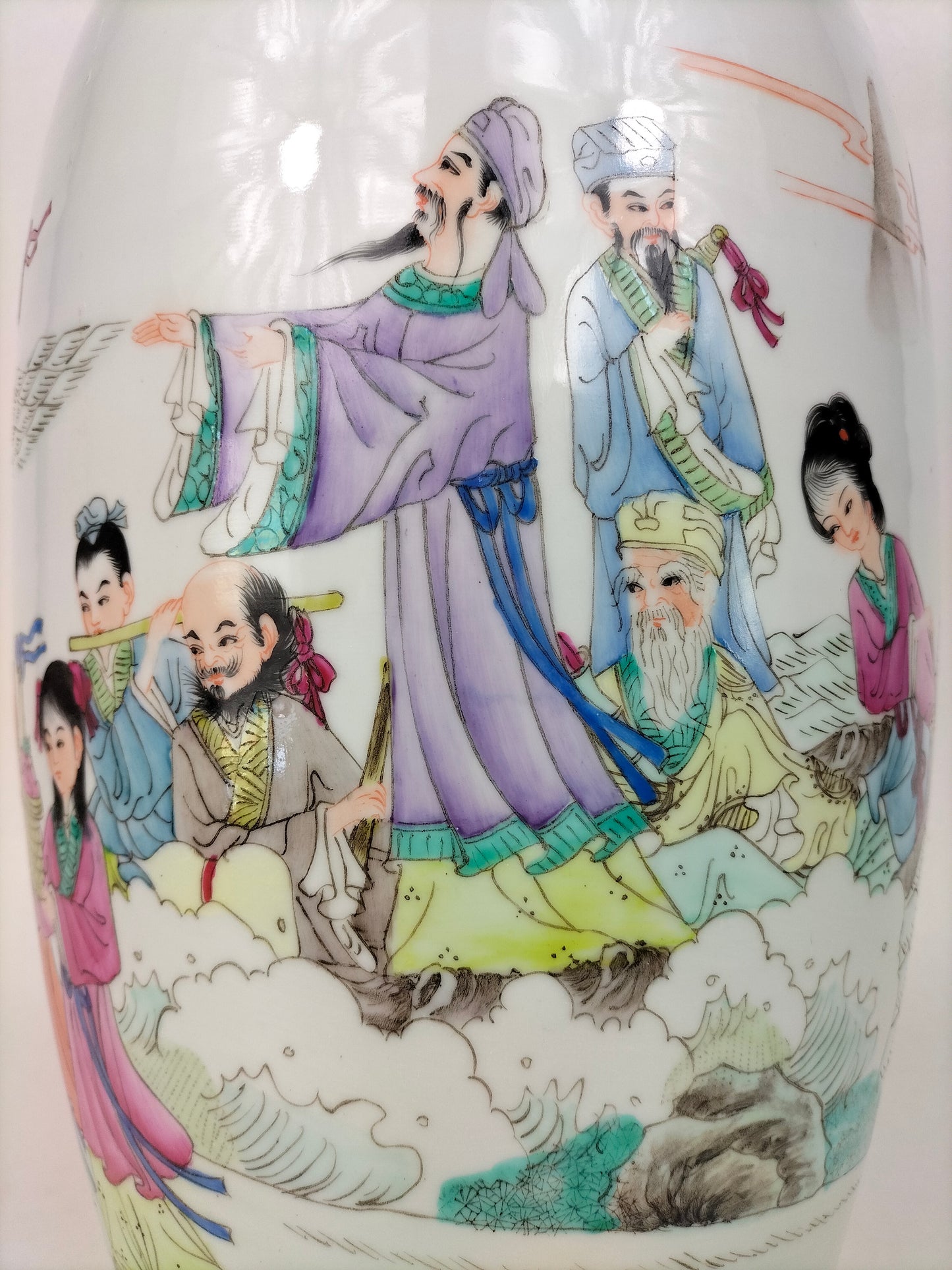 装饰八仙的大型中国粉彩花瓶 // 景德镇 - 20 世纪