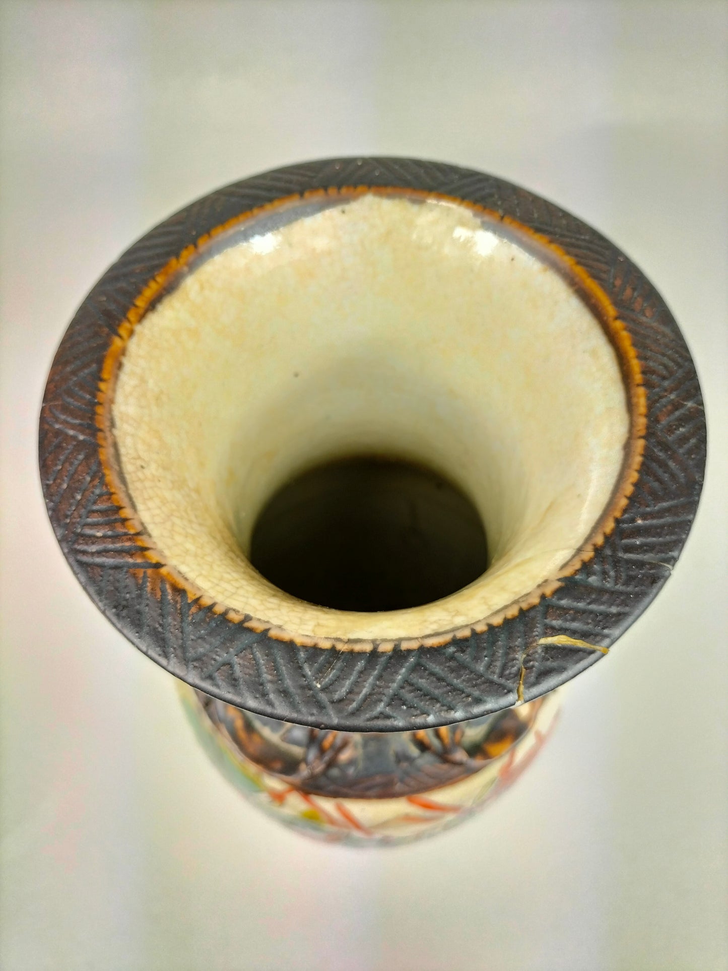 Ancien vase chinois de Nankin à décor de guerriers // Dynastie Qing - 19e siècle