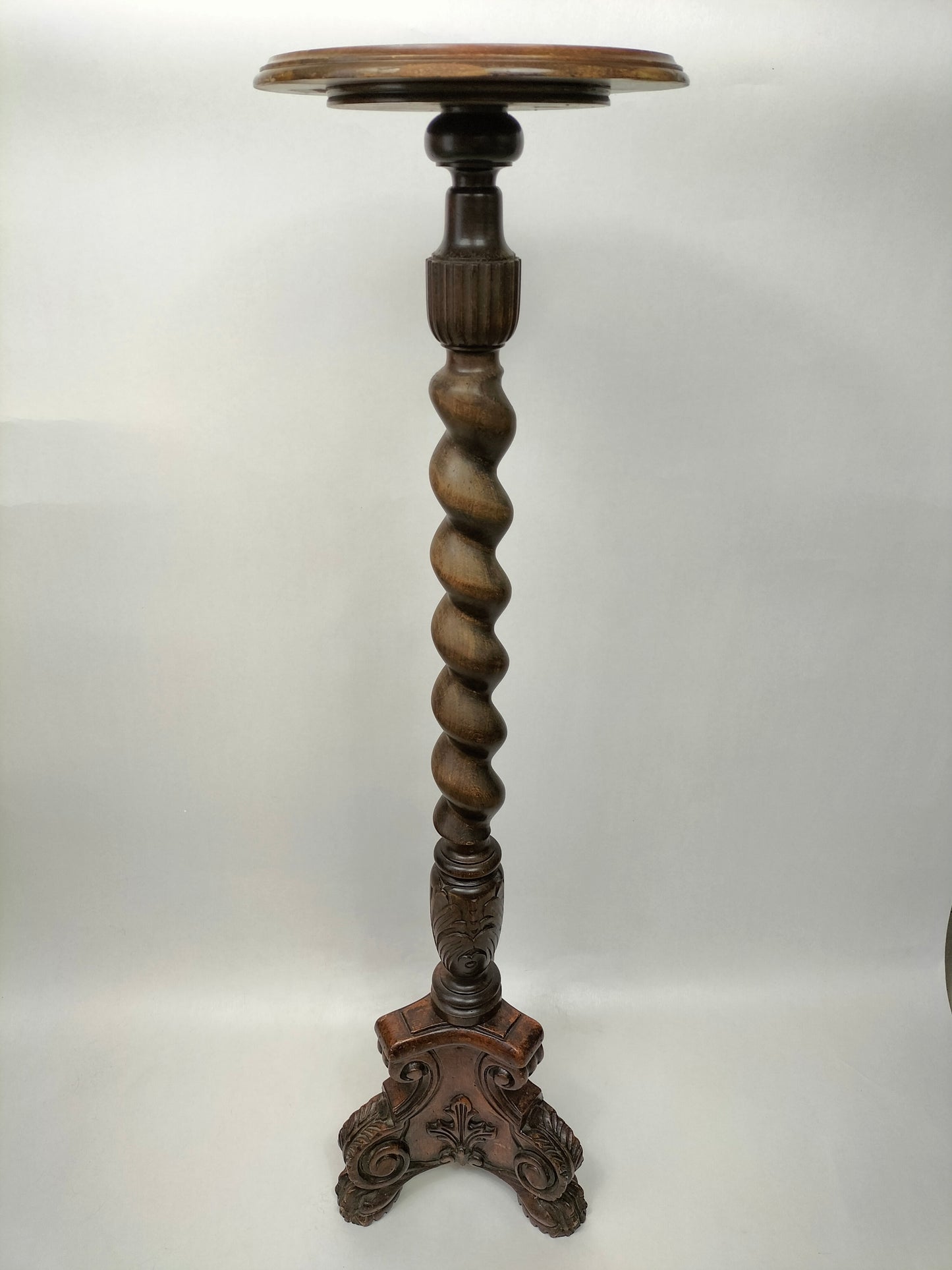 Antigo suporte para planta de cevada em carvalho francês // Coluna - século XIX