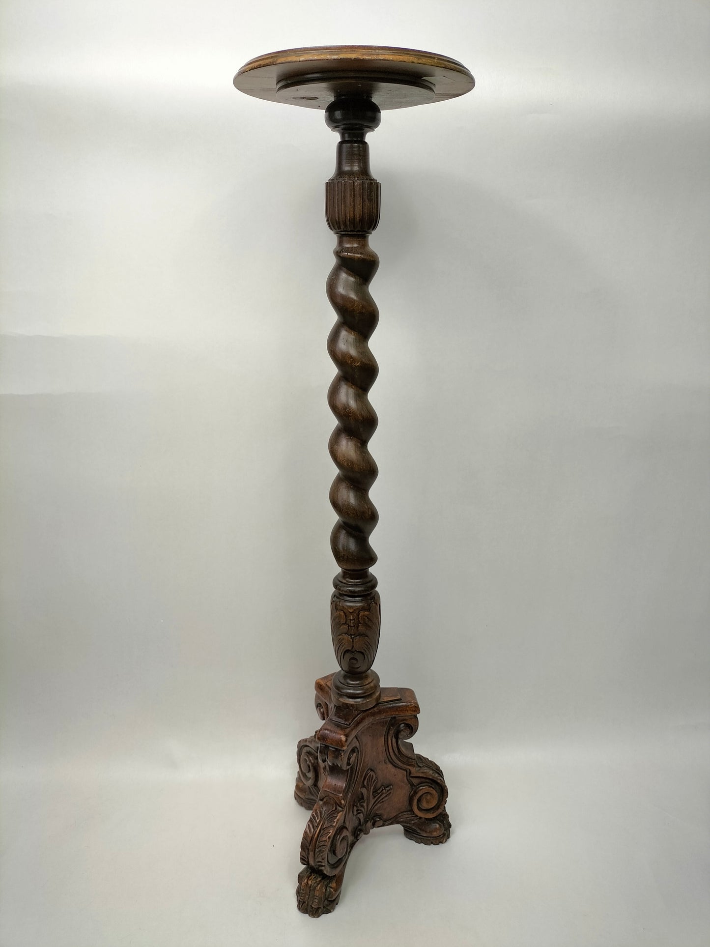 Antigo suporte para planta de cevada em carvalho francês // Coluna - século XIX