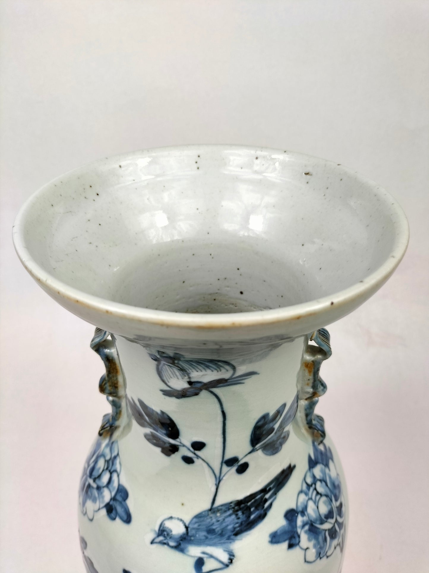 Bình men ngọc cổ Trung Quốc được trang trí hình chim và hoa // Nhà Thanh - thế kỷ 19