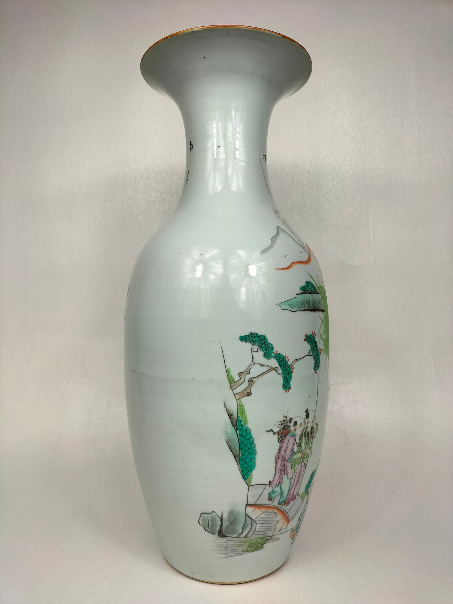 Large antique Chinese vase with a boy riding a water buffalo // Republic Period (1912-1949)