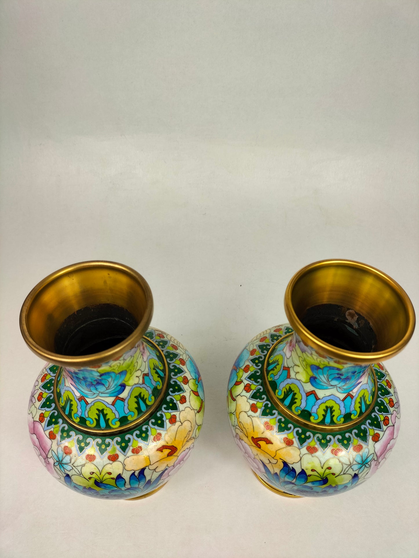 Pair of Chinese cloisonne enamel millefleur vases // 20th century