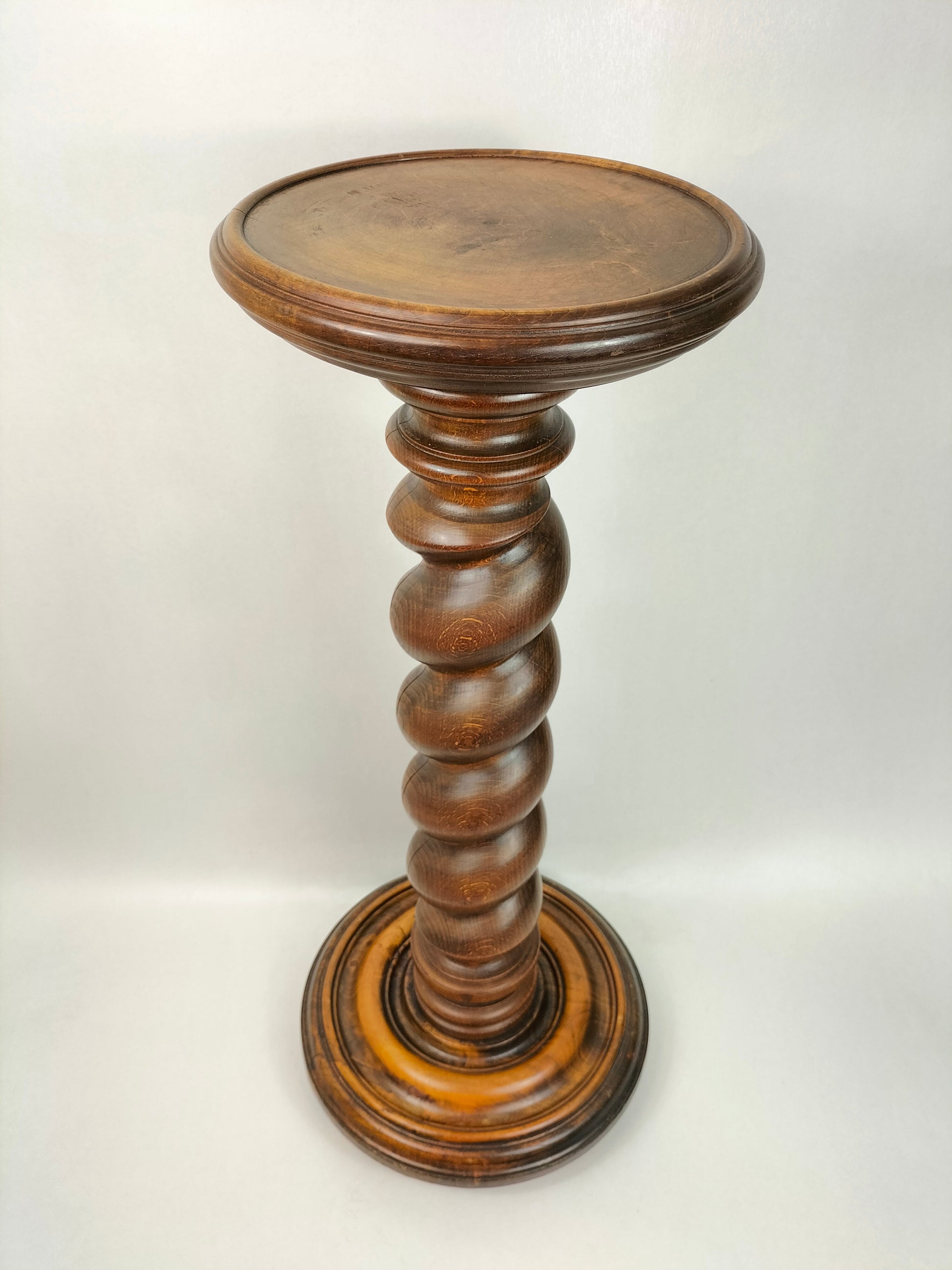 antique plant pot holders Vintage Oak Barley Twist Plant Stand | Belgian 1930s–40s