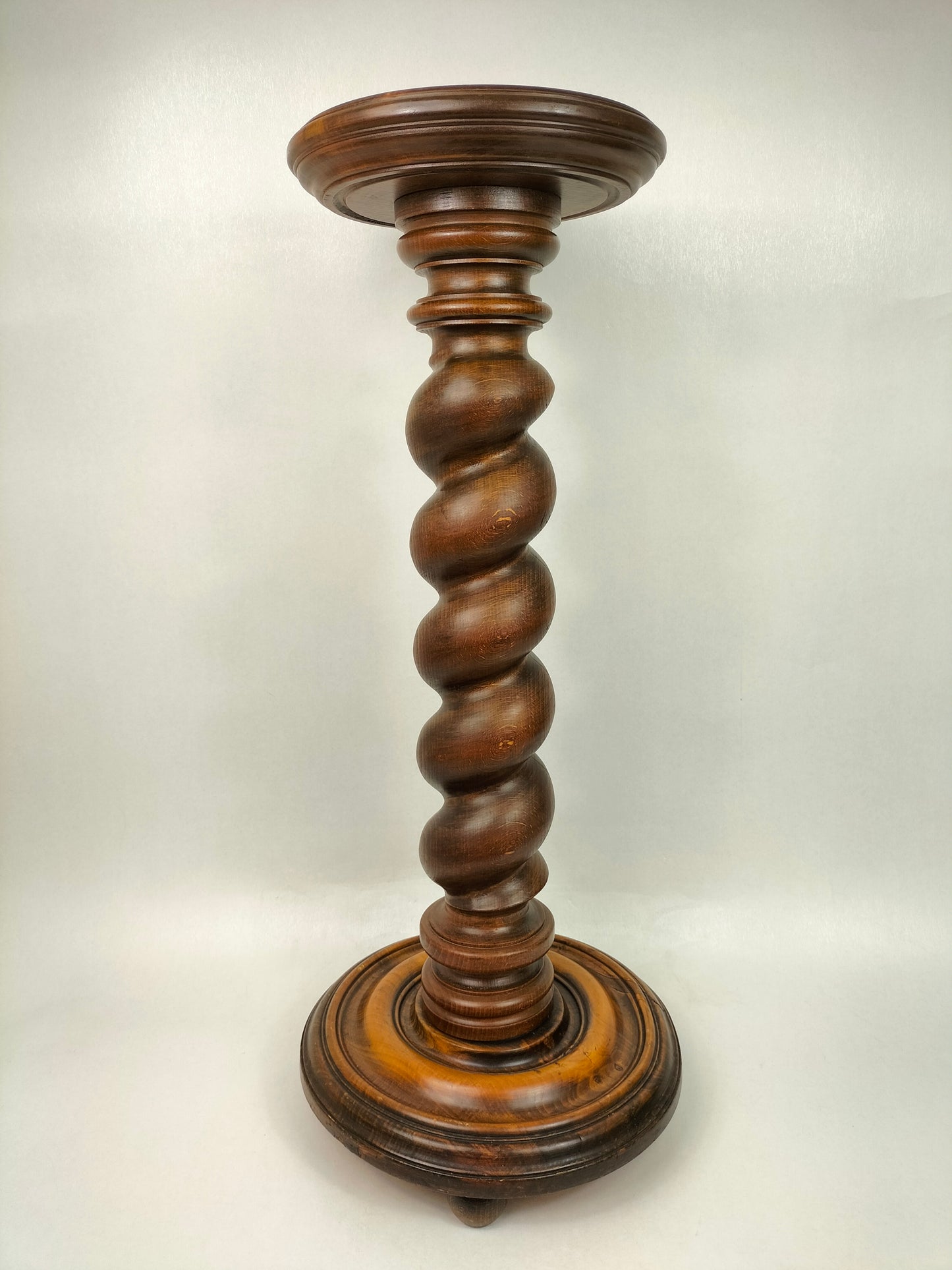 Vintage wooden barley twist plant stand // Oak - Early 20th century