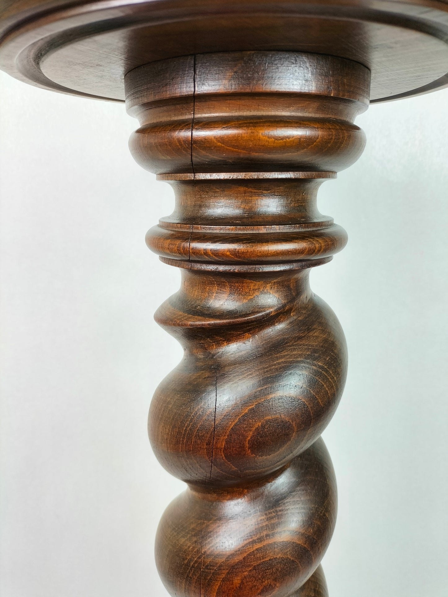 Vintage wooden barley twist plant stand // Oak - Early 20th century