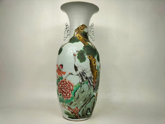Large Chinese ROC qianjiang cai vase decorated with cranes
