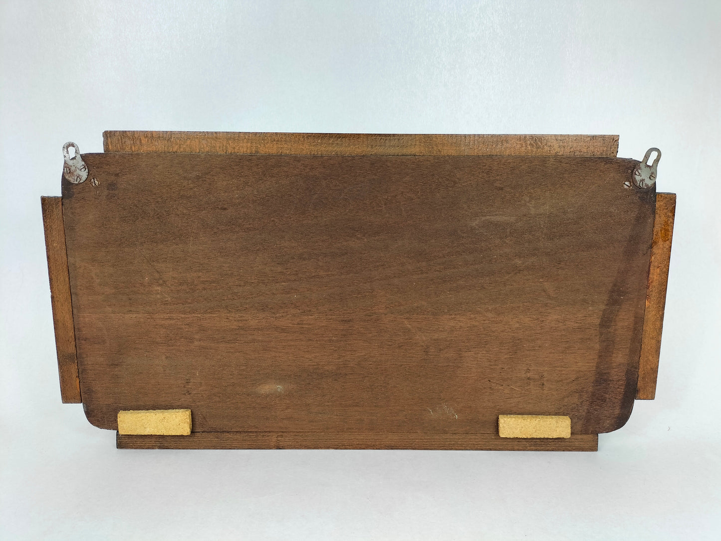 Cabide vintage de parede em madeira com espelho // Meados do século XX