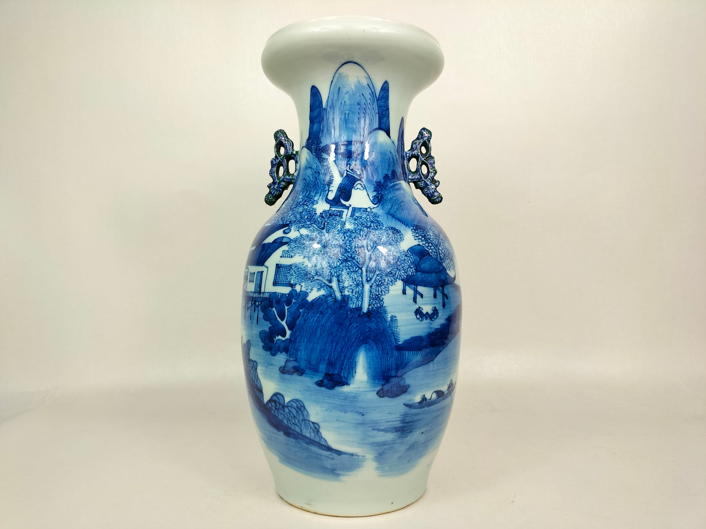 antique Chinese 19th century qing vase decorated with a landscape