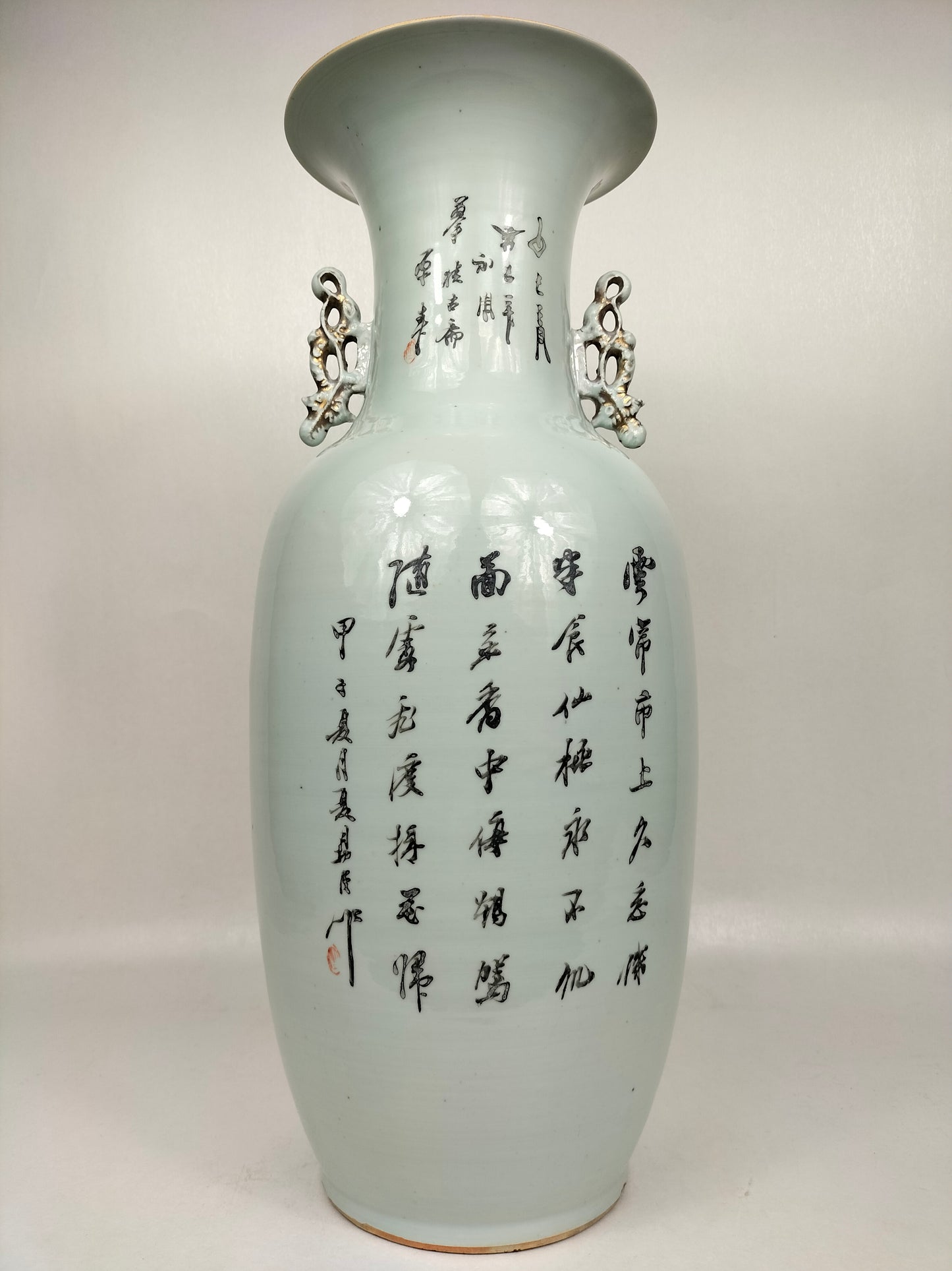 大型古董中国花瓶，饰有一位女士和一只鹿//民国时期（1912-1949）