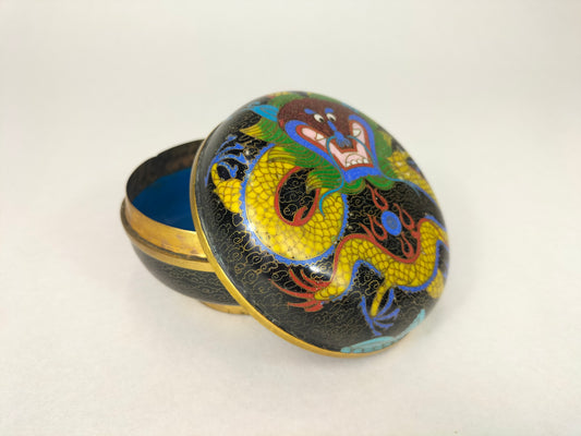 Chinese ROC cloisonne lidded box with an Imperial dragon