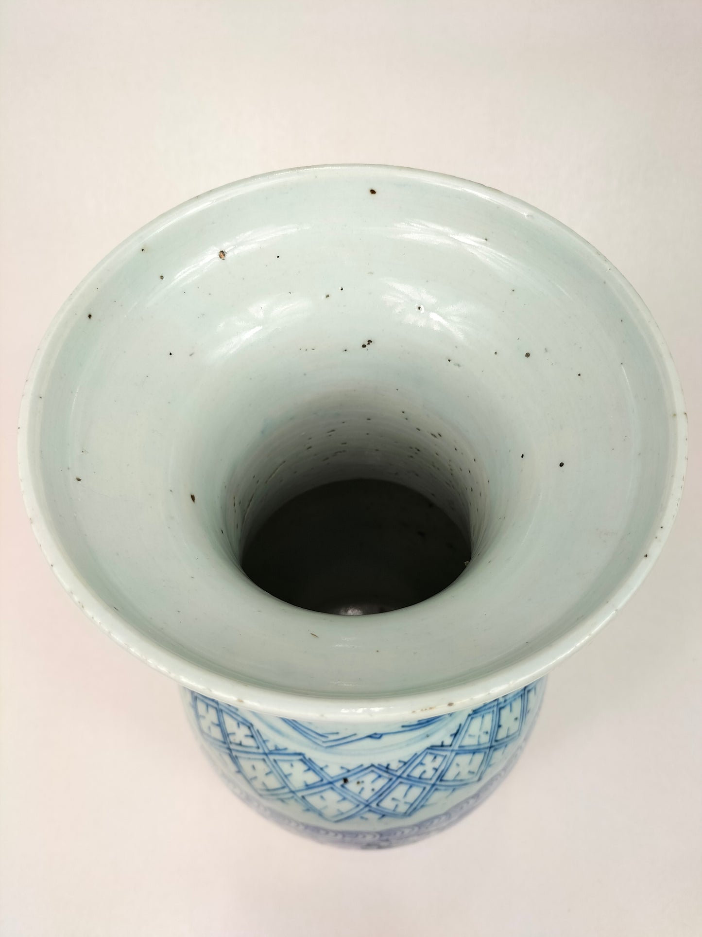 Antigo vaso chinês duplo de felicidade // Azul e branco - Dinastia Qing - século XIX