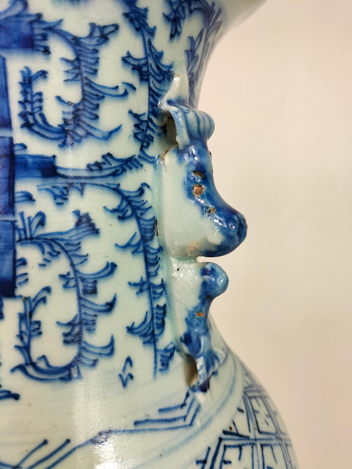 Bình hạnh phúc đôi cổ Trung Quốc // Xanh trắng - Nhà Thanh - thế kỷ 19
