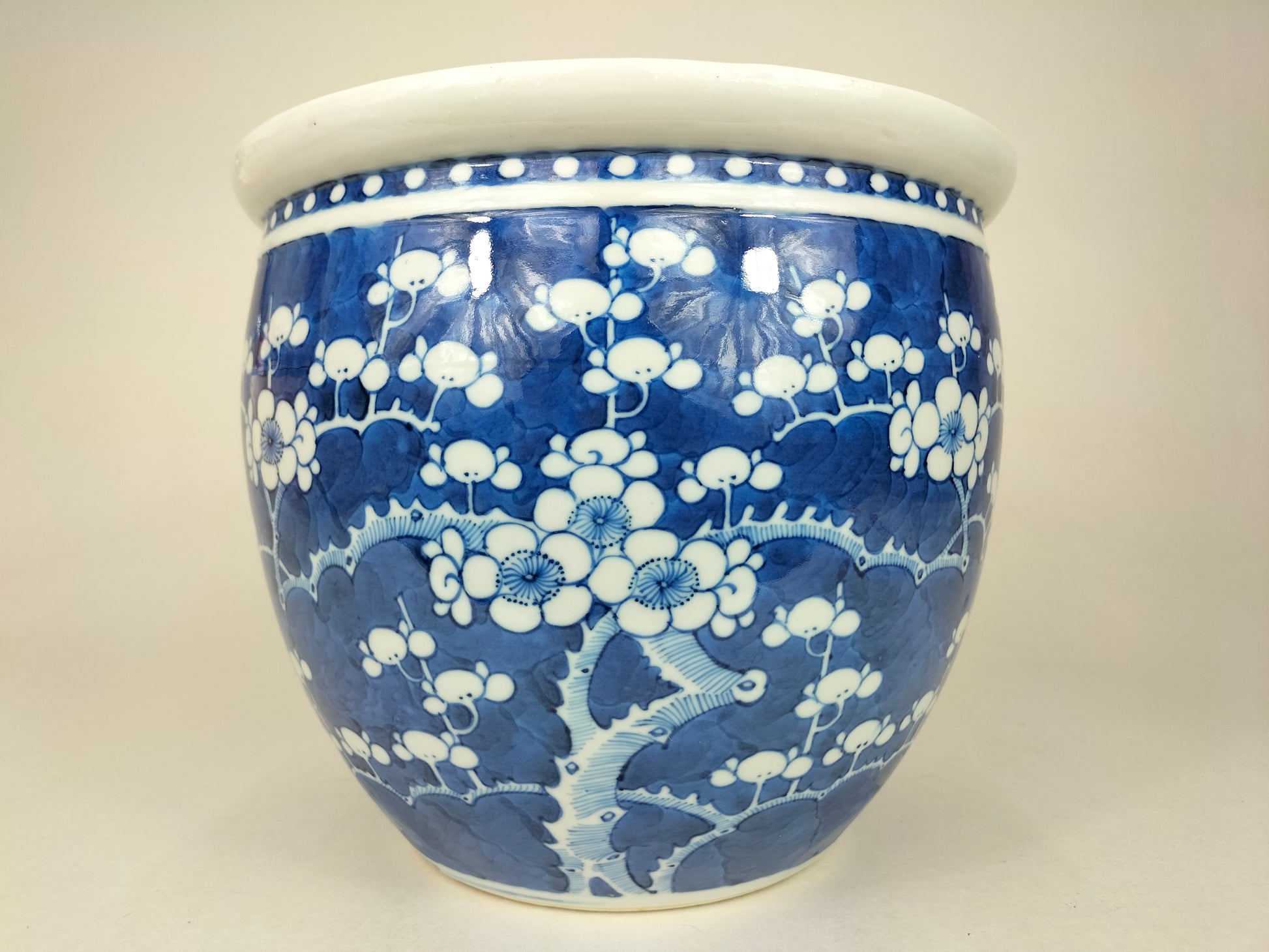 chinese ceramic flower pot Antique Chinese Prunus Flower Pot Cobalt Blue