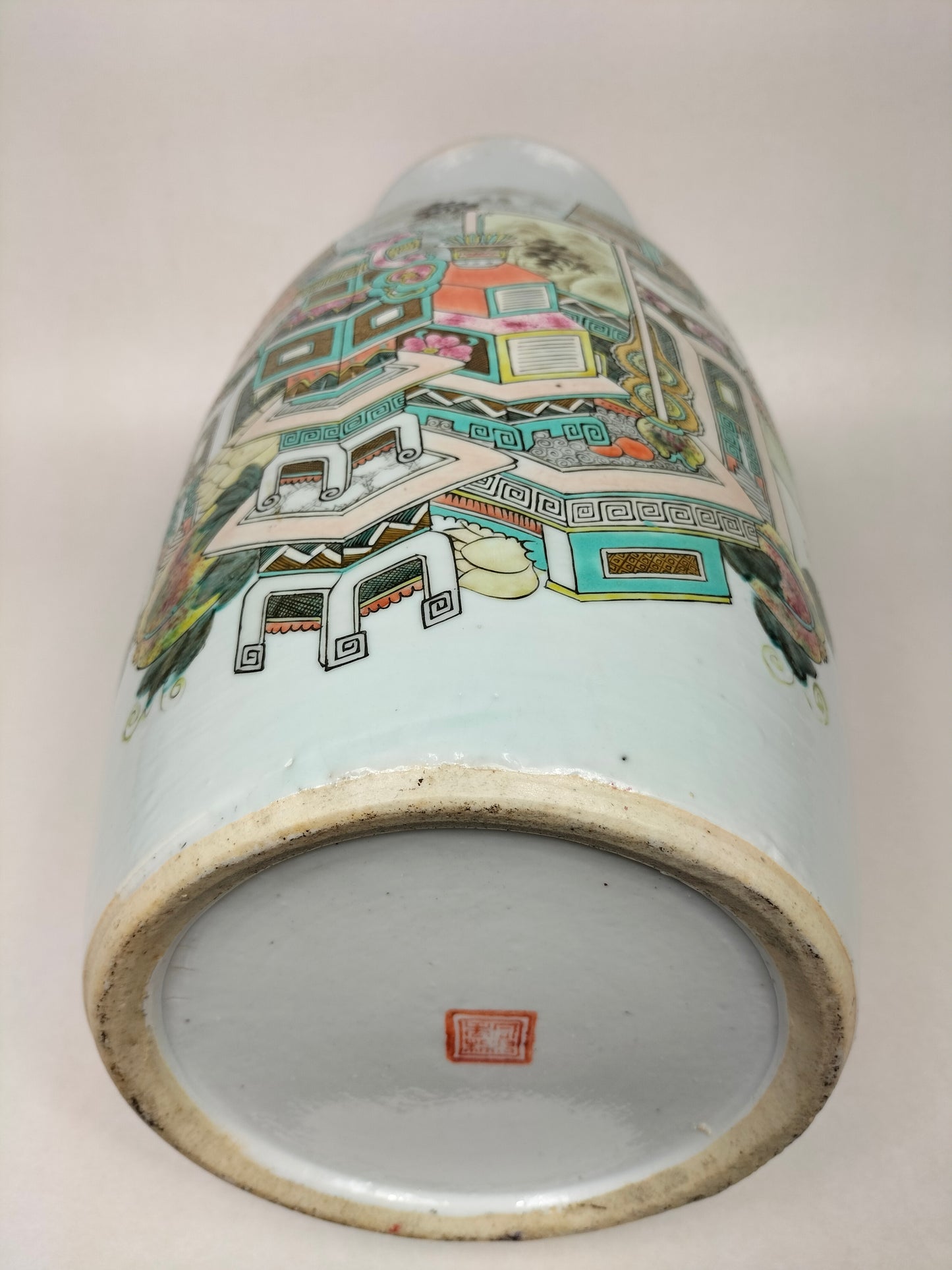 大型古董中国钱江彩花瓶，饰有古董 // 清朝 - 约 1900 年