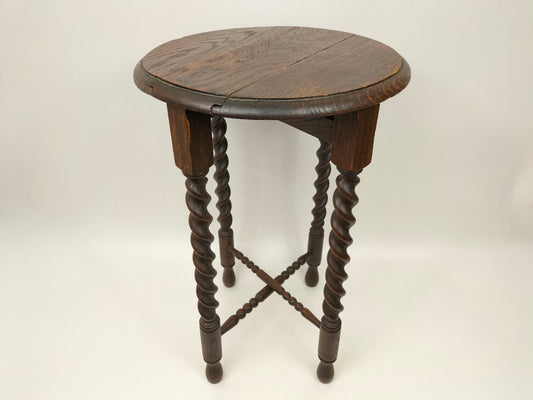 طاولة قابلة للطي من خشب البلوط العتيق "تويست الشعير" // إنجلترا - أوائل القرن العشرين