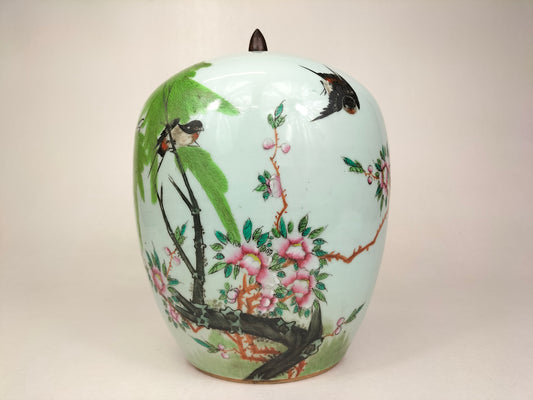 antique Chinese porcelain qianjiang cai ginger jar with birds and flowers