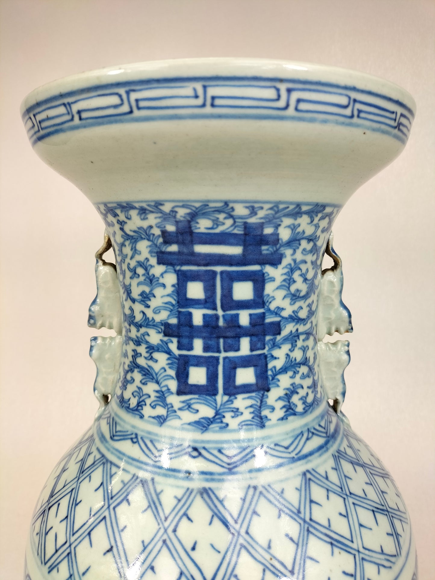 古董中国双喜结婚花瓶//清朝 - 19 世纪