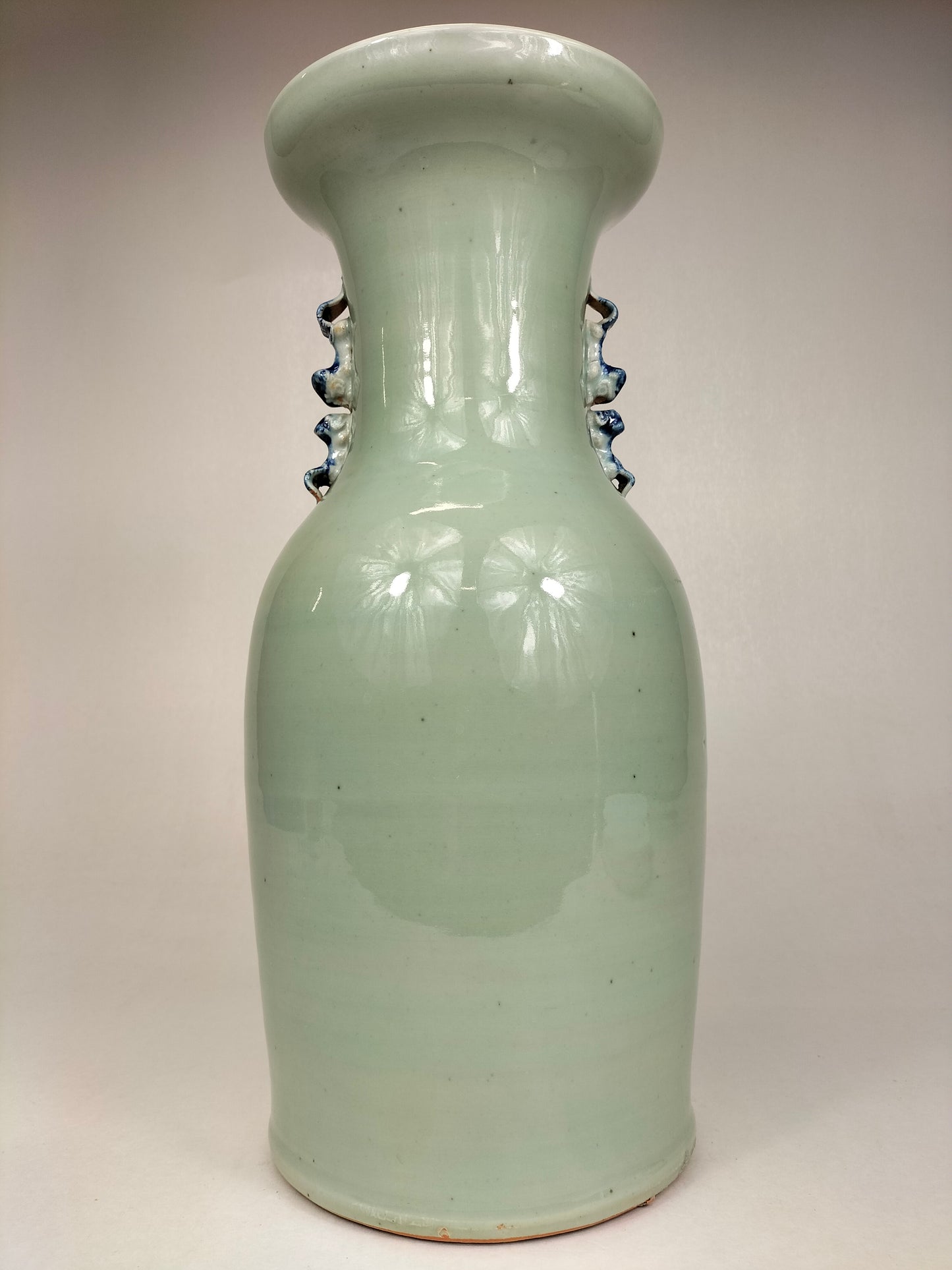 Antique Chinese celadon vase decorated with lotuses // Qing Dynastie - 19th century