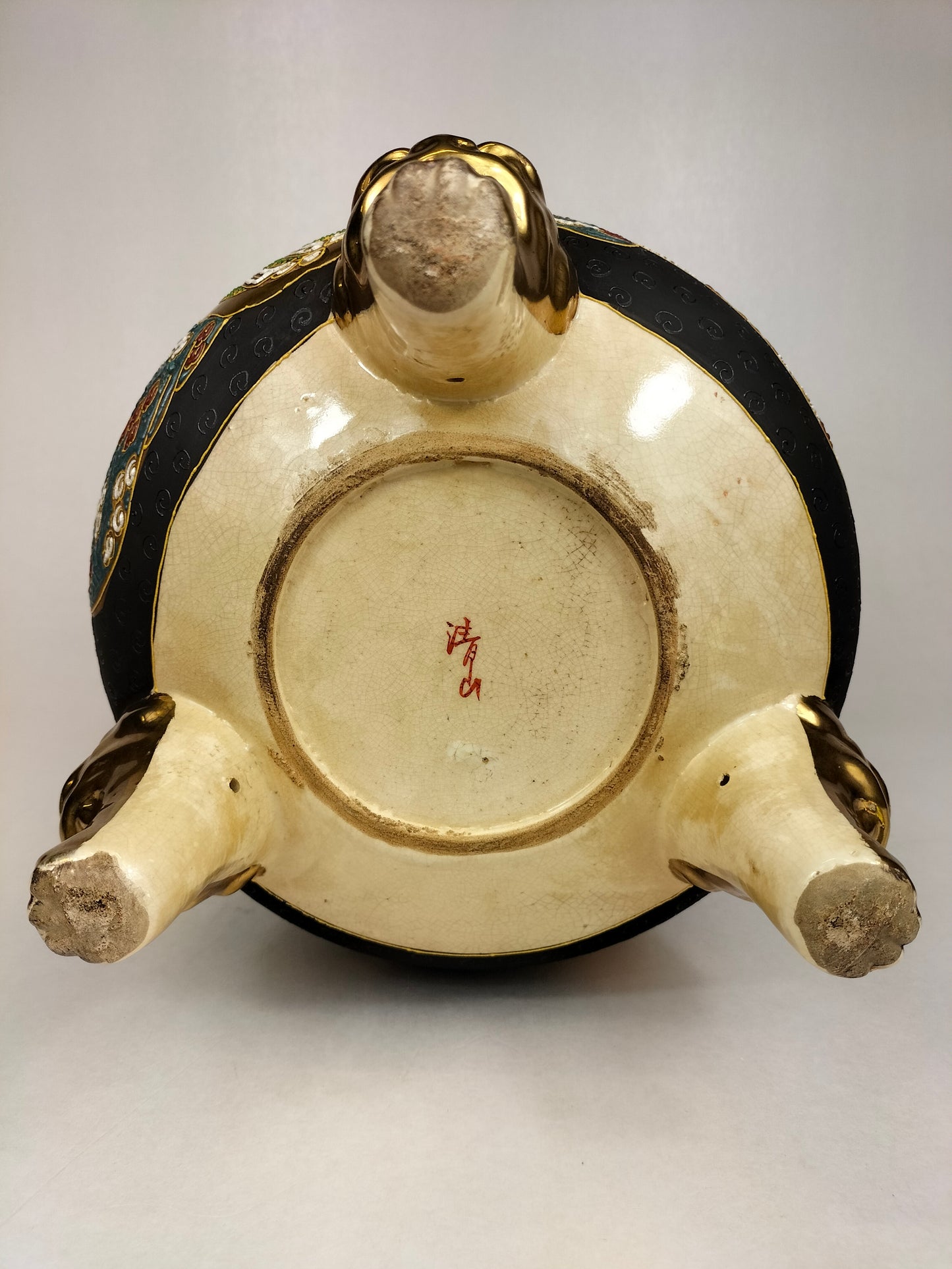 大型古董日本萨摩香炉，饰有武士图案 // 明治时期 - 19 世纪