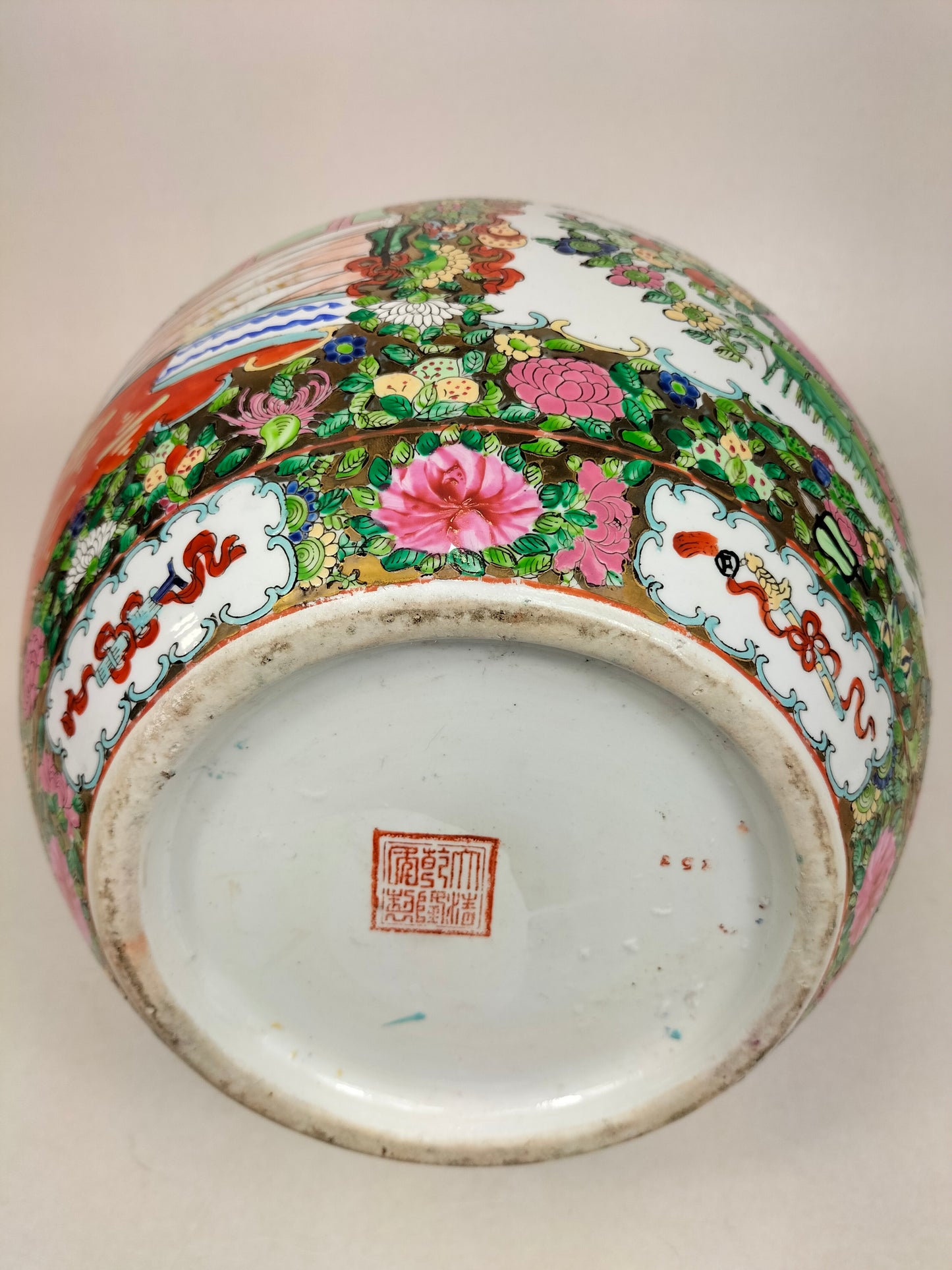Bình hoa quả bầu đôi hình hoa hồng bang lớn XL của Trung Quốc // thế kỷ 20