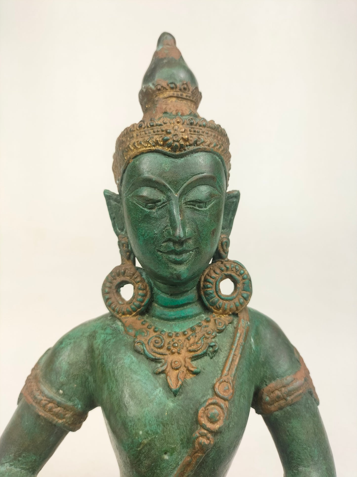 Bronze gilded buddha statue of a temple guardian // Thaliand - 20th century