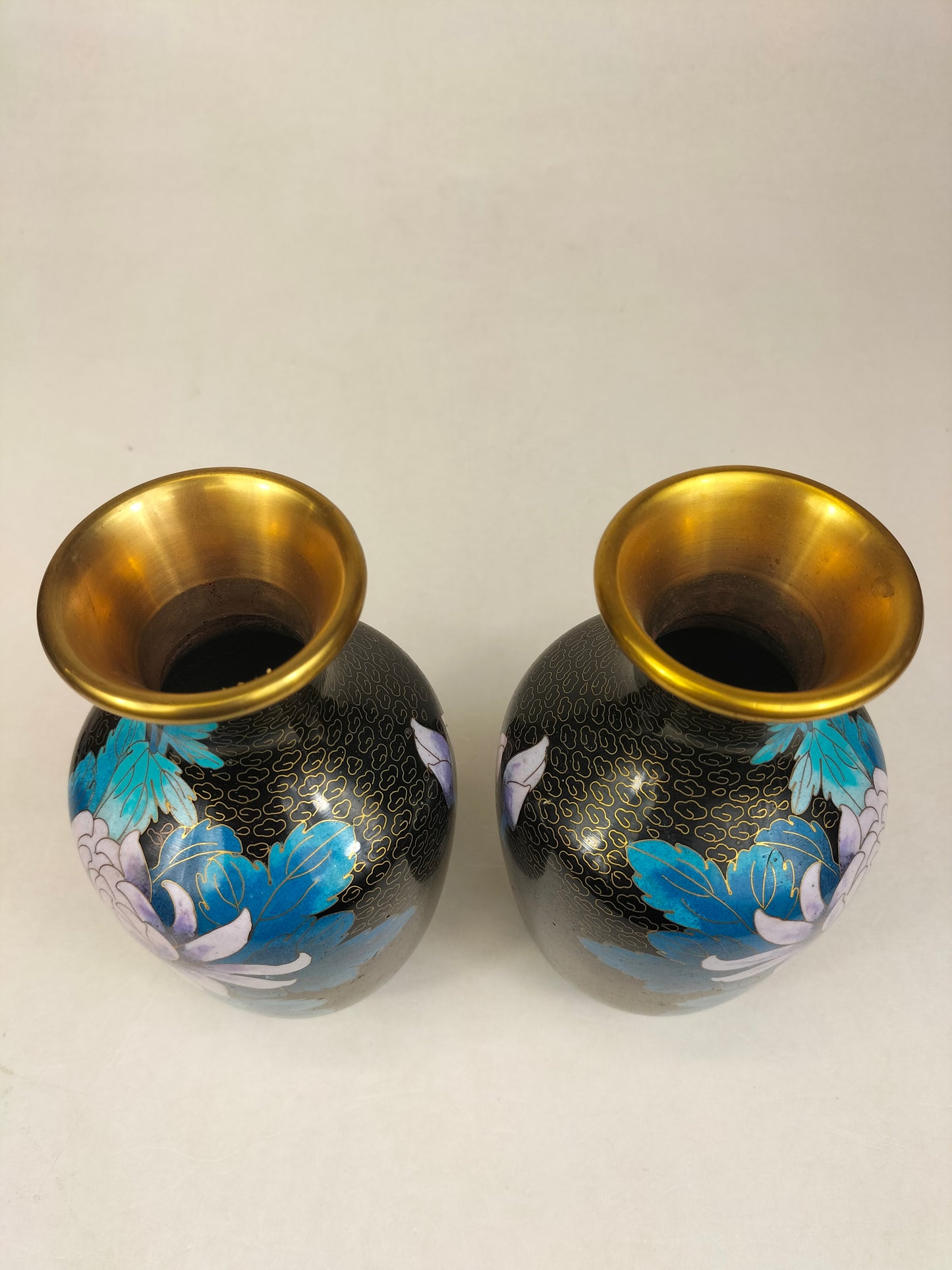 Pair of Chinese cloisonne vases decorated with butterfly and flowers // 20th century