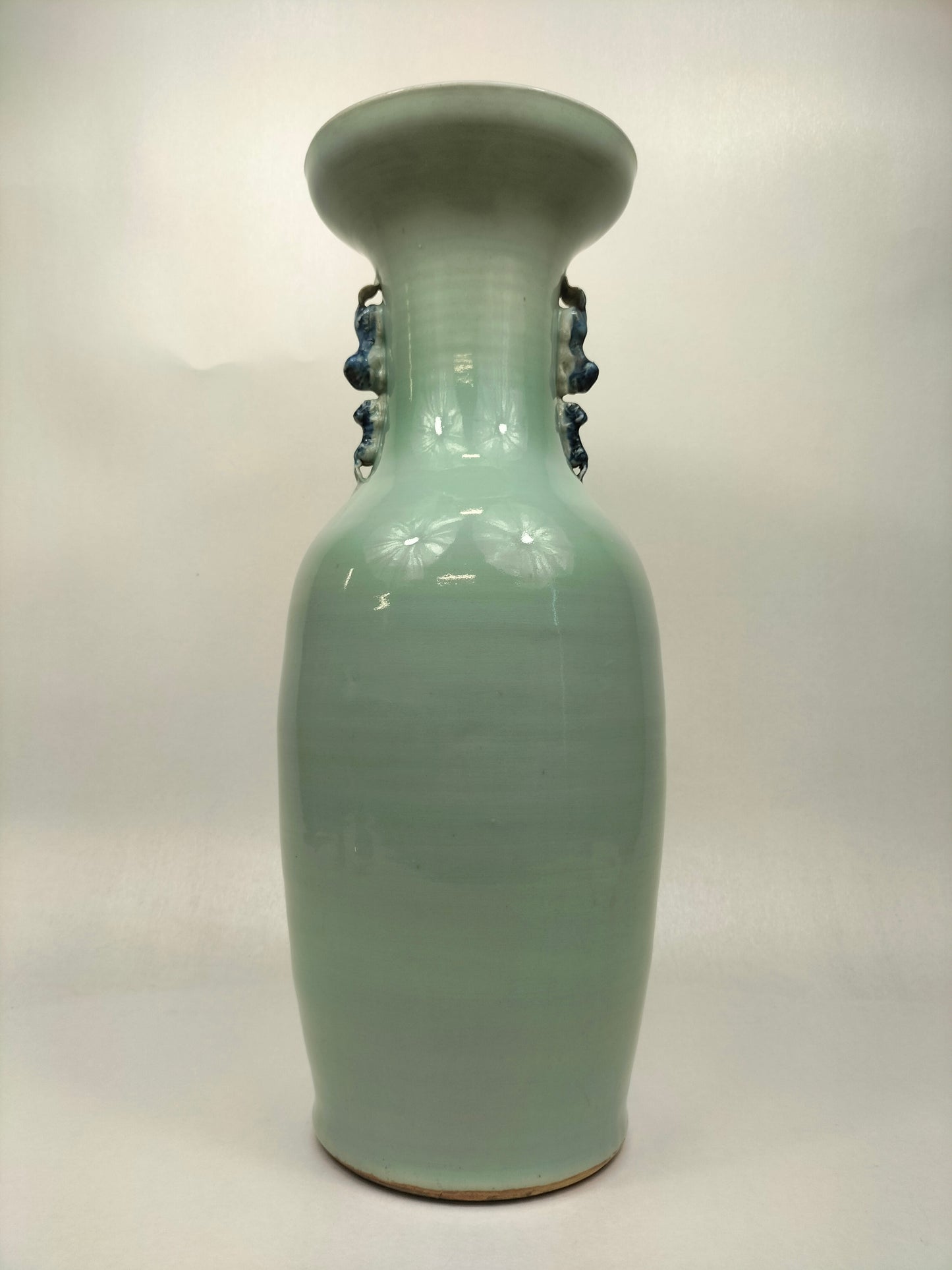 Grande vaso antigo de celadon chinês decorado com fênix e flores // Dinastia Qing - 19e eeuw