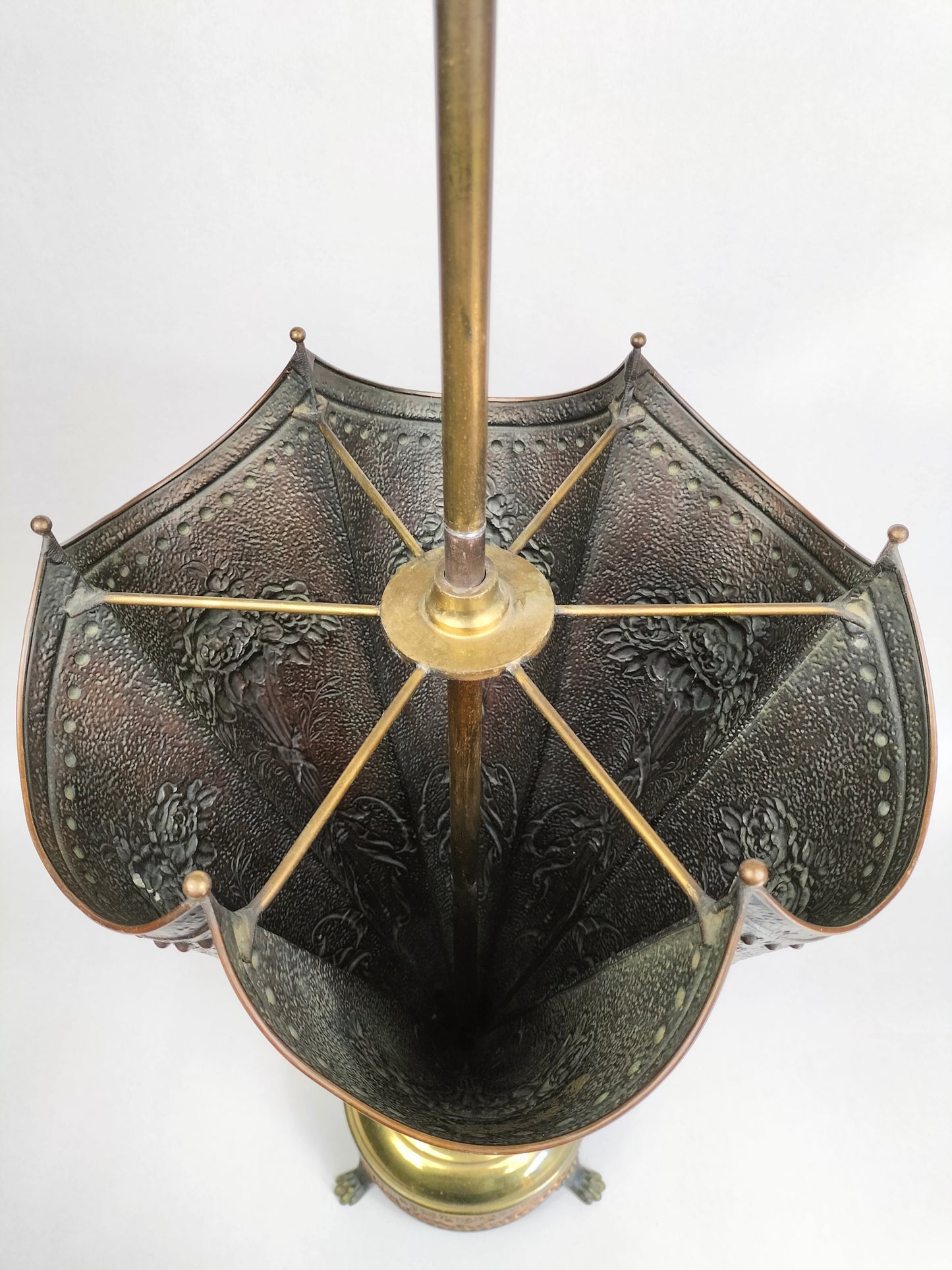 Vintage copper umbrella stand shaped as an opened umbrella // 1950s-1960s