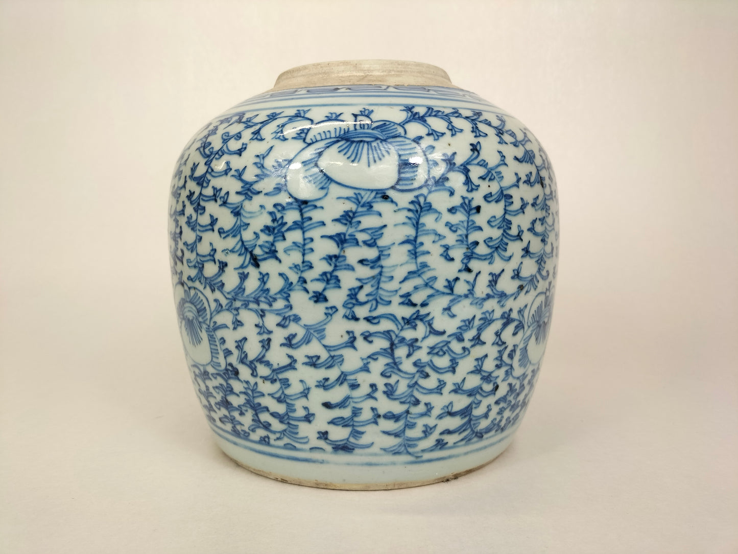 Antique Chinese ginger jar decorated with flowers // Qing Dynasty - 19th century