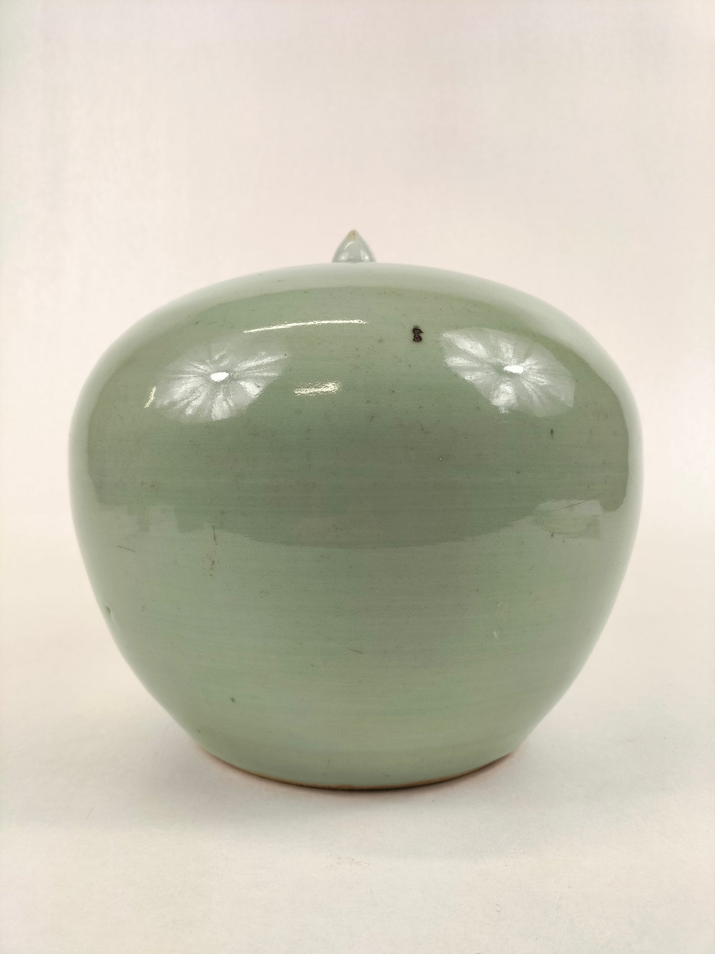 Antique Chinese celadon ginger jar decorated with phoenix and flowers // Qing Dynasty - 19th century