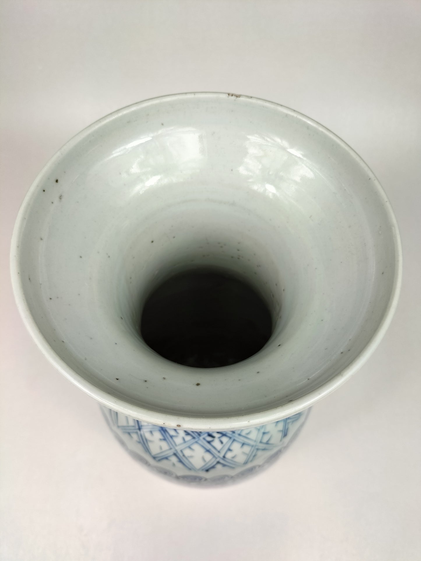 中国古董双喜花瓶 // 蓝白色 - 清朝 - 19 世纪