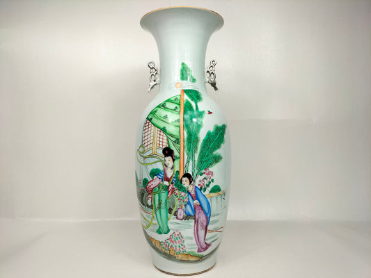 Grand vase chinois ancien avec une scène de jardin // Période République (1912-1949) #6