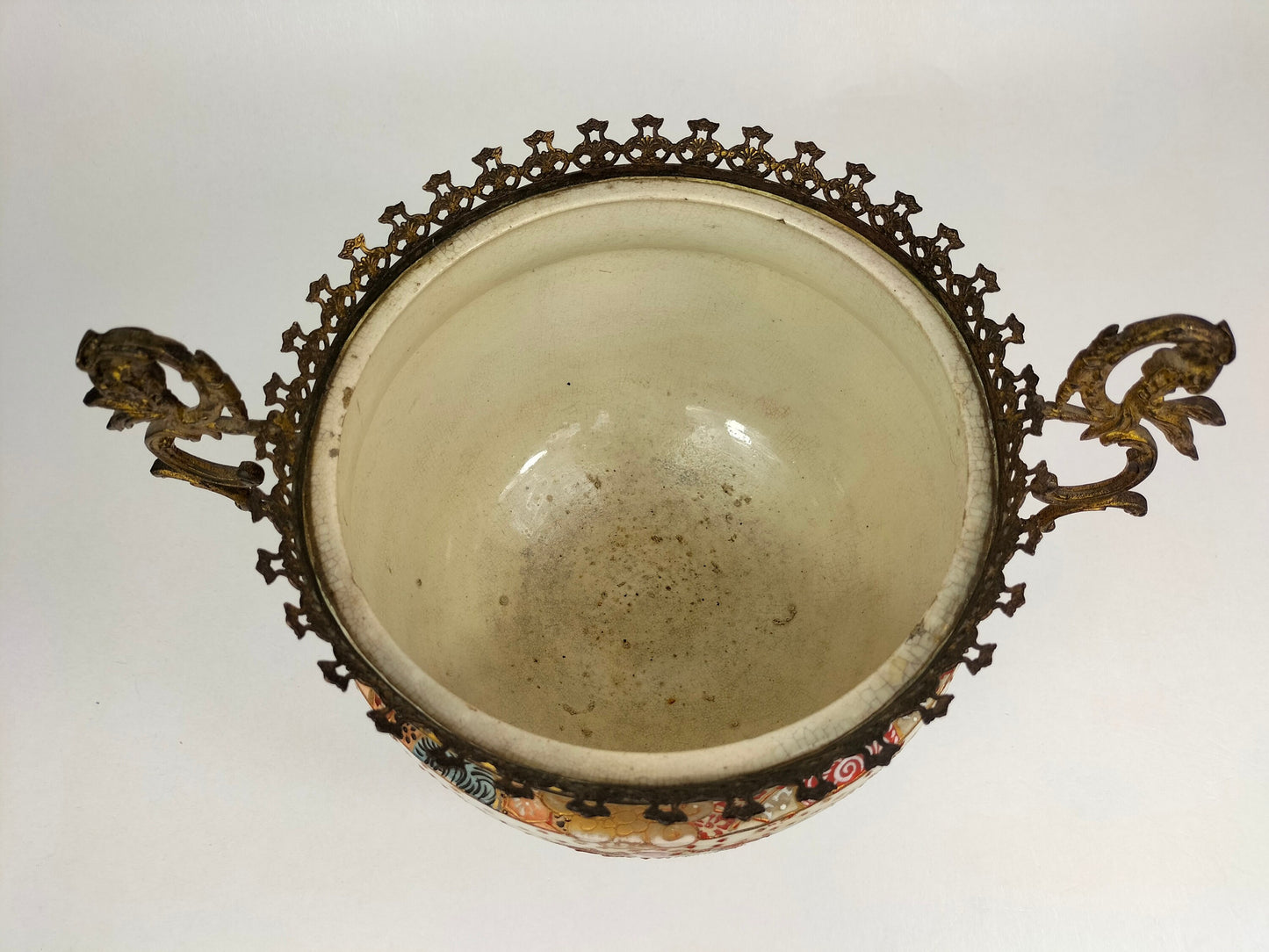 Antique Japanese satsuma vase mounted with gilded brass // Meijji Period - 19th century